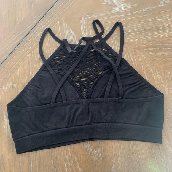 Leto / New Black Crochet Front Seamless Bralette C - Picture 4 of 6